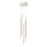 Lampă Suspendată Pastel Bej Oțel 5 Becuri Tub Modern De Interior