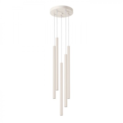 Lampă Suspendată Pastel Bej Oțel 5 Becuri Tub Modern De Interior foto