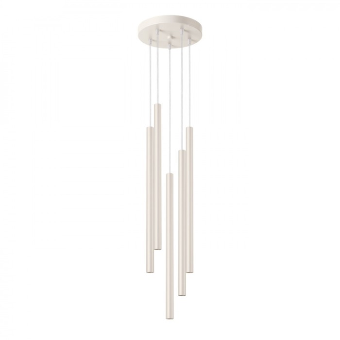 Lampă Suspendată Pastel Bej Oțel 5 Becuri Tub Modern De Interior