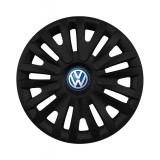 Set 4 capace roti 14 inchi (R14) compatibile Volkswagen, Model 217 Black, Sigla Albastra