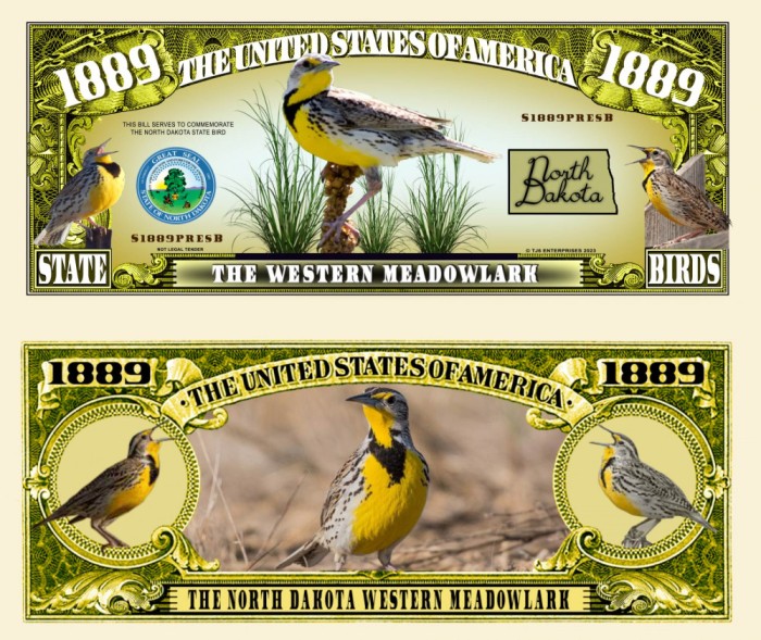 !!! SUA = FANTASY NOTE (TJ6) = NORTH DAKOTA , WESTERN MEADOWLARK - 2023 - UNC