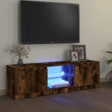 Comodă TV cu lumini LED, stejar fumuriu, 120x30x36 cm