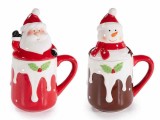 Set 2 cani Craciun ceramica multicolora &Oslash; 9 cm x 18.5 H, 400 ml