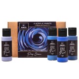 Set 4 Vopsele Acrilice Nakleo Deep Ocean, 4 x 60ml, Indigo Blue, Sapphire Blue, Galaxy Blue, Blue Dolphin, Vopsea Decorativa
