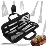 Set ustensile pentru gratar Kaminer, 5 piese din inox cu husa