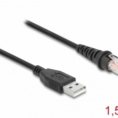 Cablu pentru cititor coduri de bare USB-A la RJ50 1.5m, Delock 90598