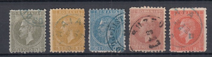 ROMANIA 1876 LP 39 REGELE CAROL I EMISIUNEA I BUCURESTI SERIE STAMPILATA