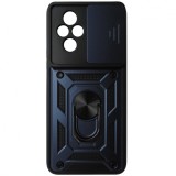 Husa spate TPU negru si plastic bleumarin, inel si protectie camera, pentru Honor 200