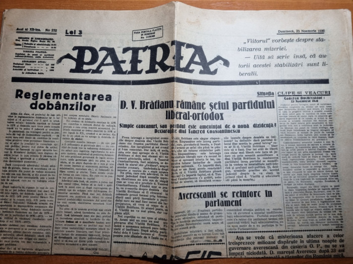 ziarul patria 23 noiembrie 1930-art. sibiu,tineretul liberal,croitorii clujeni