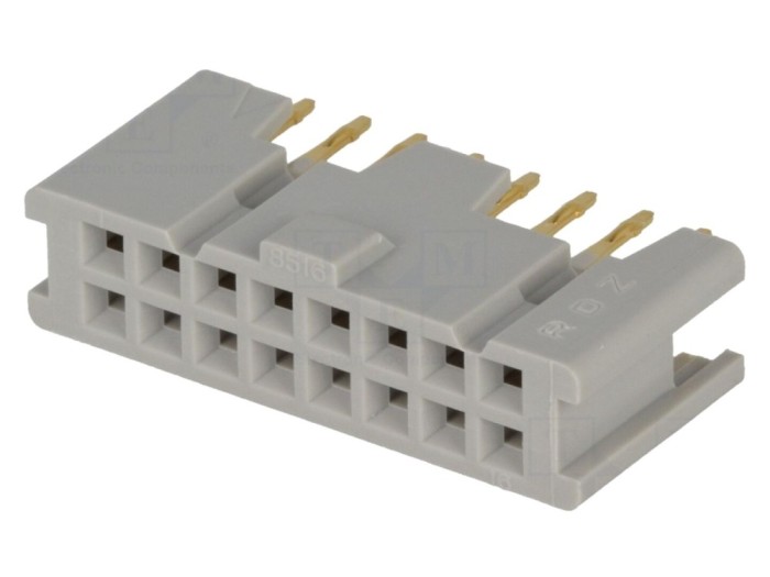 Conector IDC mamă 16 pini THT aurit