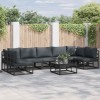 VidaXL Set de canapele pentru grădină cu pernă 7 pcs Negru Aluminiu 3378850