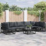 Cumpara ieftin Set de canapele pentru grădină cu pernă 7 pcs Negru Aluminiu