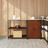 vidaXL Set de depozitare pentru bucătărie cu raft cu ușă 2 pcs Ruginit 3392665