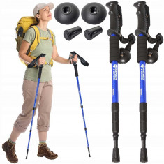 Set 2 bastoane "Nordic Walking" model GOTA, cu sistem Anti-Soc, lungime 63cm – 135cm, culoare albastra