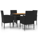 Cumpara ieftin Set mobilier de exterior, 5 piese, negru, poliratan