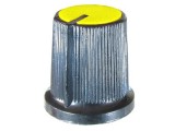 Buton pentru potentiometru, 15mm, plastic, negru-galben, 15x15mm - 127032