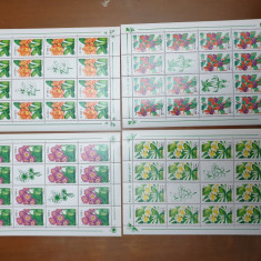 Set coli timbre România 2000 plante de apartament 4 coli