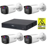 Kit supraveghere simplu Dahua 4 camere 5MP Alarma Microfon Smart Dual Light IR 40m Lumina Alba 40m Lentila 3.6mm, DVR 4 canale 8MP 4K Audio WizSense +