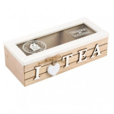 Cutie pentru pliculete de ceai cu 3 compartimente, Lemn