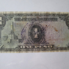 Filipine 1 Peso 1943 cu stampila,ocupatia japoneza WWII,stare slaba