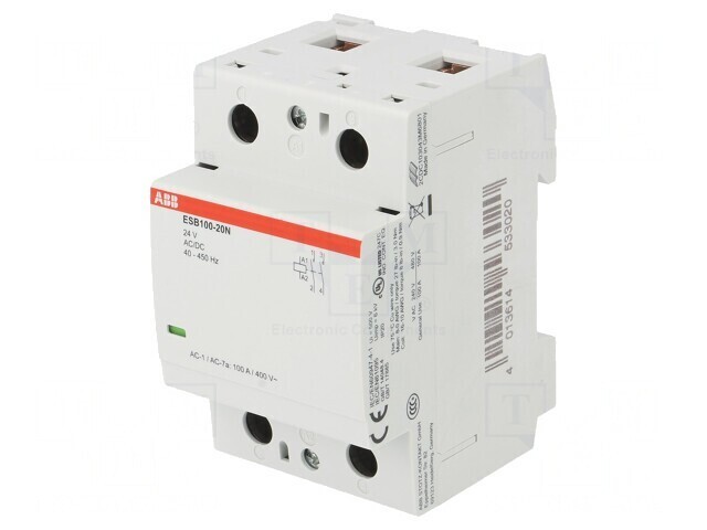 Contactor 2P 100A 24VAC/DC NO