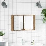 VidaXL Dulap cu oglindă pentru baie Stejar Artizanal 80 x 12 x 45 cm 886227
