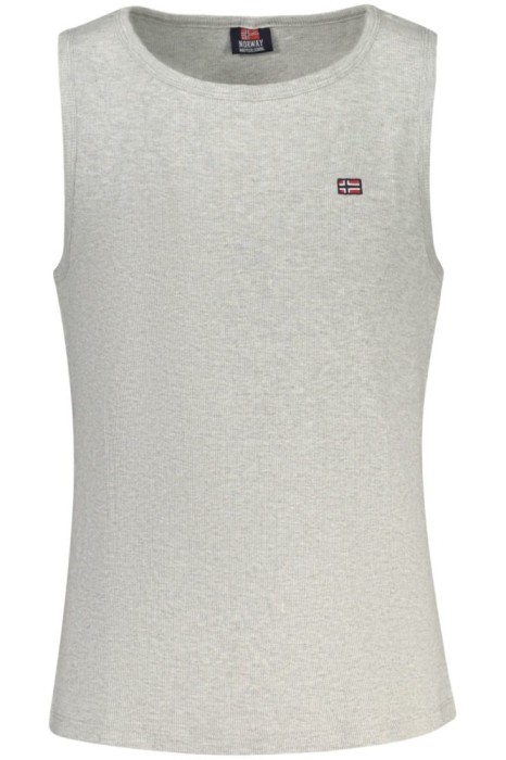 Norway Tricou fara maneci barbati, cu mini logo brodat, Regular fit, Gri, S
