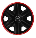 Set 4 Capace Roti pentru Matiz, model Fast Black Cu Rama Rosie, R15, MATIZ