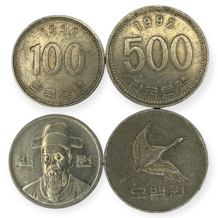 Coreea de Sud , lot 5 - 100 + 500 Won 1992