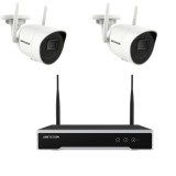 Sistem supraveghere wireless Hikvision cu 2 camere 4MP si NVR 4 canale