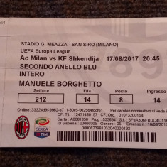 Bilet meci fotbal AC MILAN - KF SHKENDIJA (Albania) Europa League 17.08.2017