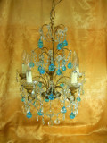 Lustra candelabru cristale Belle Epoque, Art Deco vintage, sec 20