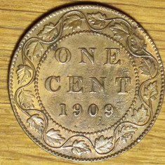 Canada - moneda de colectie bronz - 1 cent 1909 Edward VII - XF luciu - superba!