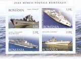 NAVE MILITARE ROMANESTI,BLOC DE 4 TIMBRELp.1688b,2005, MNH ** ROMANIA., Militar, Nestampilat