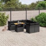Cumpara ieftin Gossi set mobilier de gradina cu perne, 9 piese, negru, poliratan