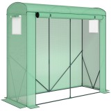 Outsunny Seră Balcon Legume Structură Oțel Husă PE 200x75x188 cm Verde Ușă Rulabilă Ferestre Plasă
