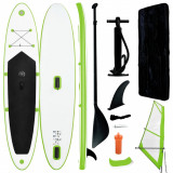 Set de placa SUP gonflabila cu vela, verde si alb GartenMobel Dekor