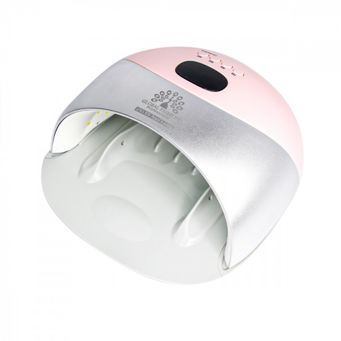 Lampa LED/UV profesionala G8 pentru manichiura, Global Fashion, ecran digital, timer, culoare roz