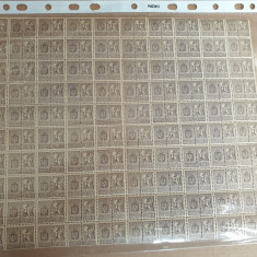 Coală de 100 timbre statistic România 1943 Mihai Viteazu si Ștefan cel Mare