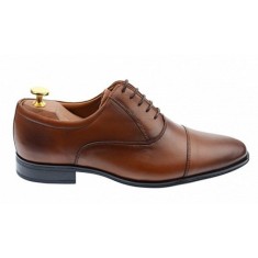 OFERTA MARIMEA 40 - Pantofi barbati eleganti, cu siret, din piele naturala maro coniac - 347CONIAC