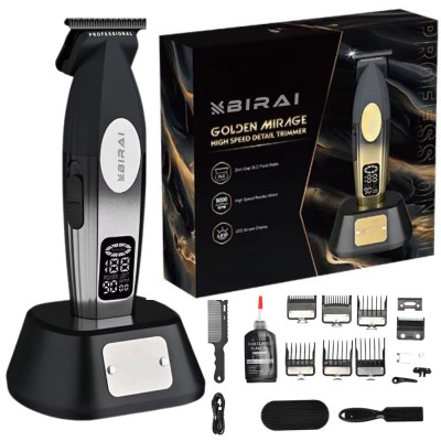 Masina De Tuns Profesionala BIRAI Golden Mirage, Acumulator, Stand Incarcare, Motor Puternic 9000 RPM, Afisaj LED, Incarcare Super Rapida USB, Reziste foto