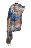 Fular dama NOR, albastru/maro, 170x70, Marime universala