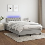 Gossi pat cu arcuri, saltea si led, gri deschis, 120x200 cm, textil