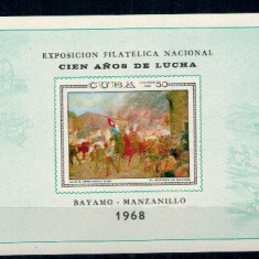 Cuba 1968 - Expo fil., pictura, colita neuzata