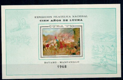 Cuba 1968 - Expo fil., pictura, colita neuzata foto