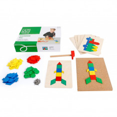 Joc educativ de constructie Toys For Life, 108 piese lemn, 35 x 25 x 10 cm, 4 culori, 3 ani+