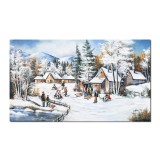 Tablou iarna pe ulita pictat manual, 100x60cm ulei pe panza, Constatin Feraru, gata de agatat pe perete