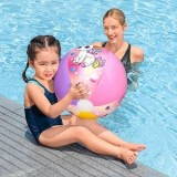 Minge gonflabila de plaja cu model unicorn, 51 cm, roz si mov, CMCLASS