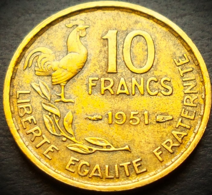 Moneda istorica 10 FRANCI - FRANTA, anul 1951 * cod 4829