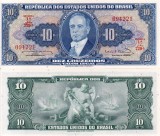 Bancnota Brazilia 10 Cruzeiros (1961-63) UNC Neagra - Colectionari Numismatica